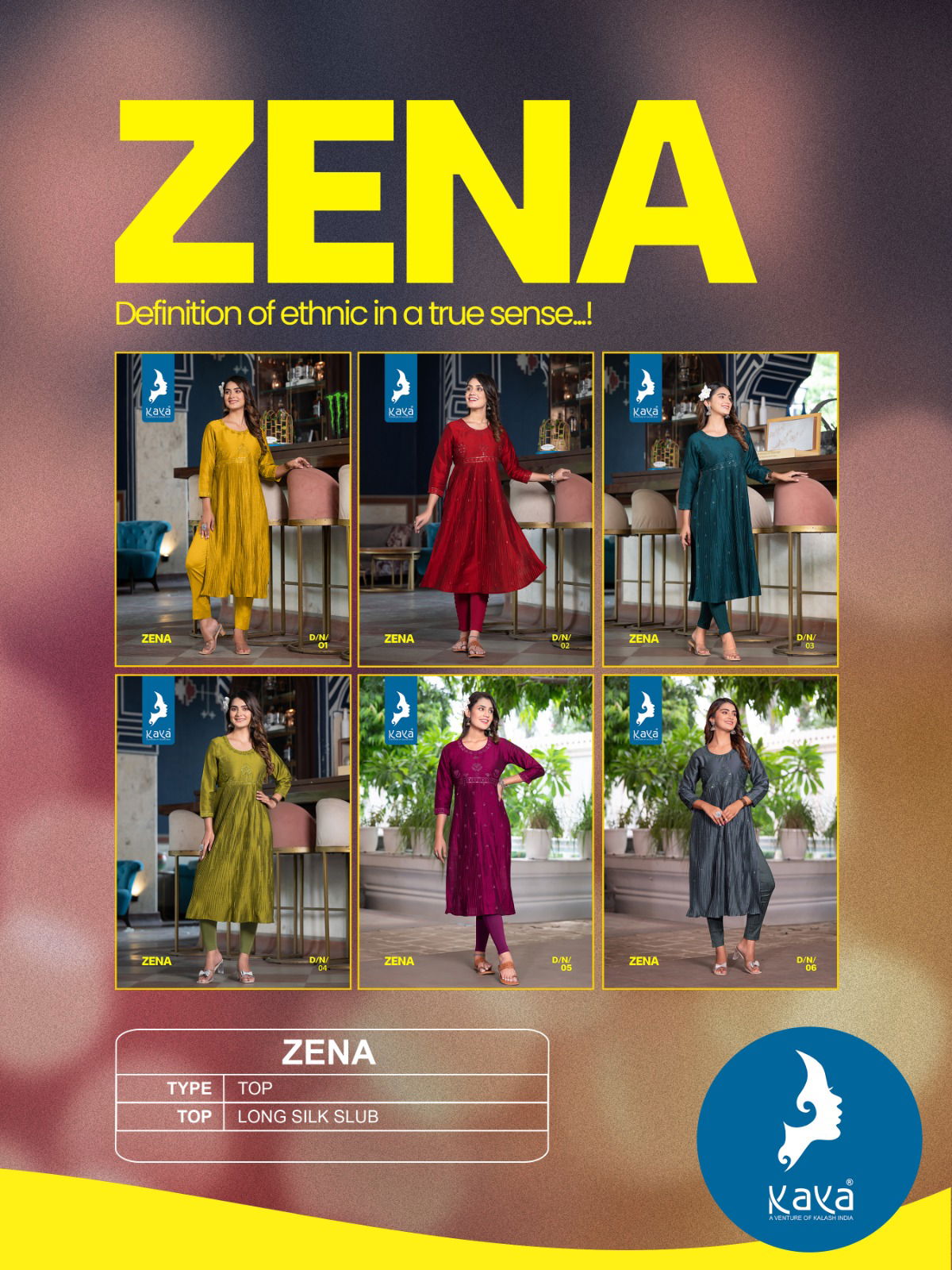 Kaya Zeena Silk Naira Cut Designer Kurtis Catalog
